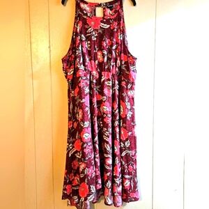 Torrid Burgandy Floral Print Hi-Lo Dress - Size 3